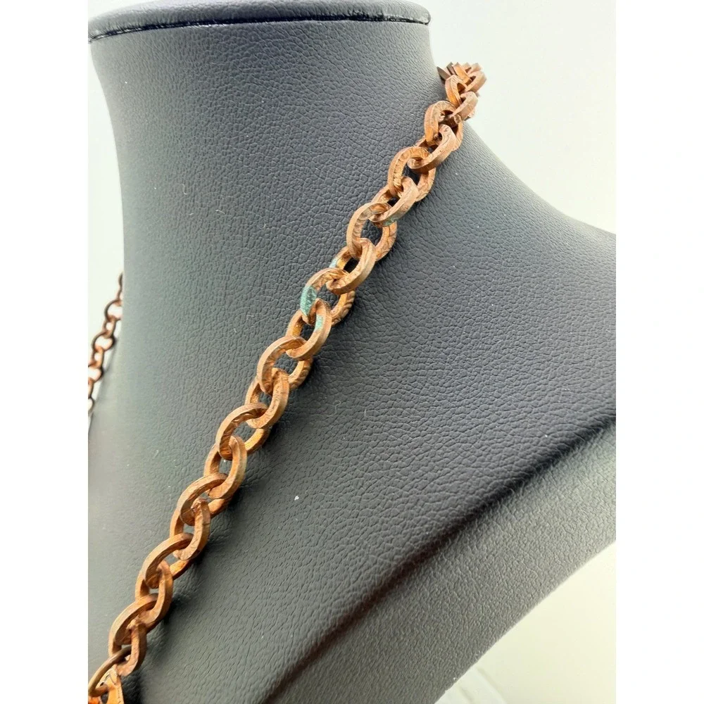 1950s Copper Tone Celestial Bib Necklace Black Confetti Lucite Moons, Whimsigoth - Picture 8 of 15